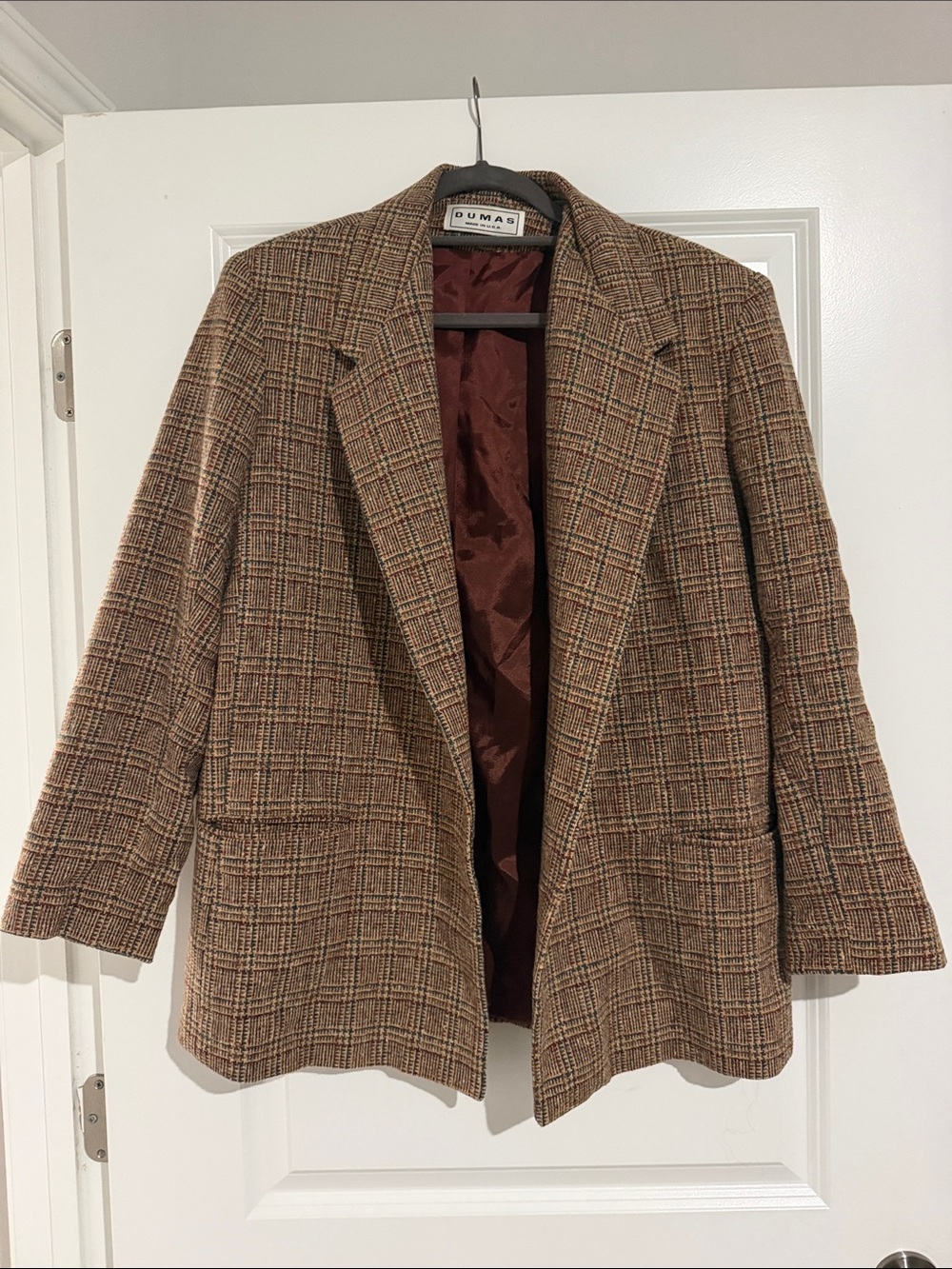 Brown Plaid Tailored Blazer